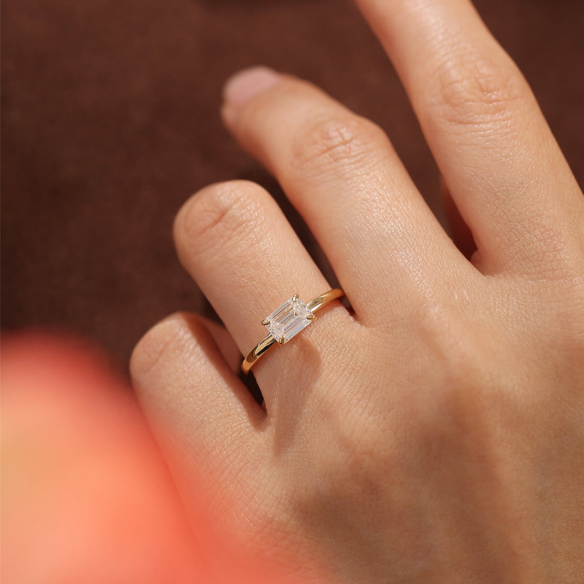1.0-3.0 CT Emerald CVD Diamond Solitaire Engagement Ring
