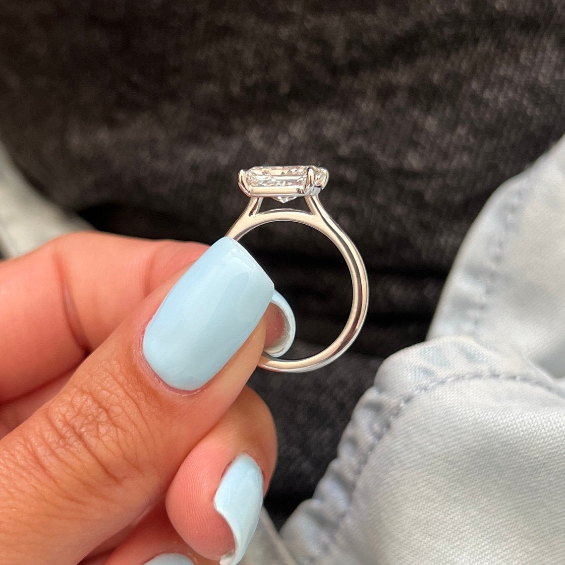 1.0-3.0 CT Radiant CVD Diamond Solitaire Engagement Ring