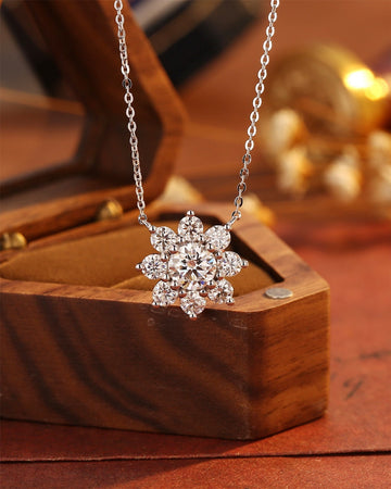 0.50 CT Round Moissanite Diamond Floral Necklace