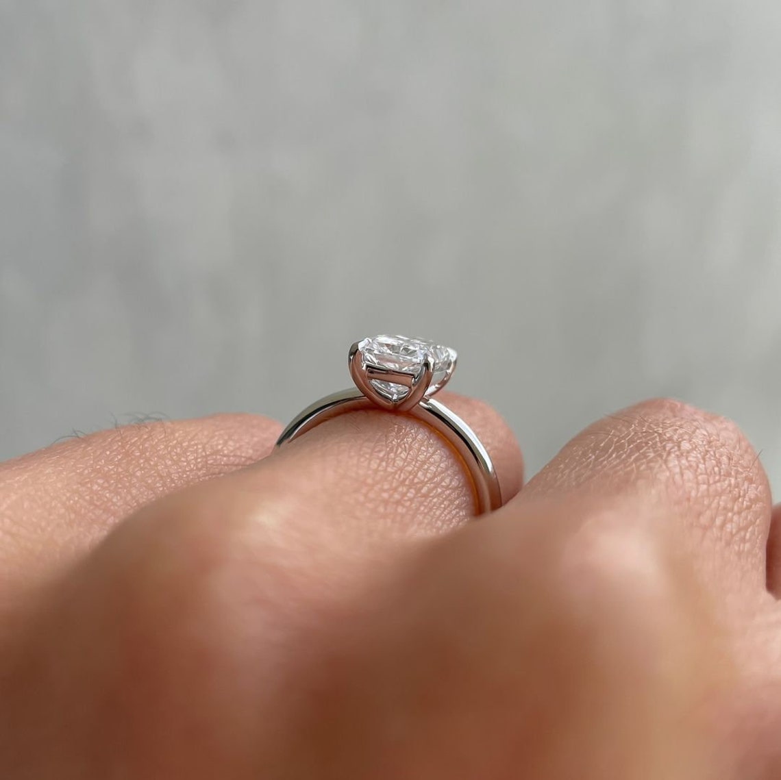 1.5-3.5 CT Radiant CVD Diamond Solitaire Engagement Ring