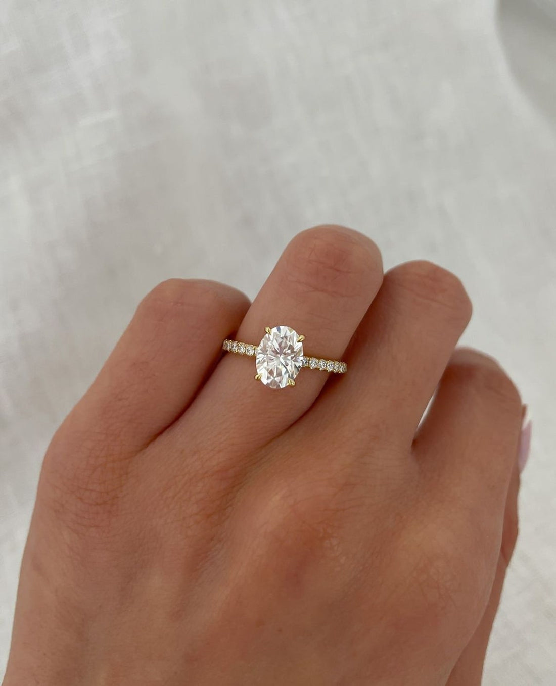 1.50-3.50 CT Oval CVD Diamond Hidden Halo Pave Setting Engagement Ring