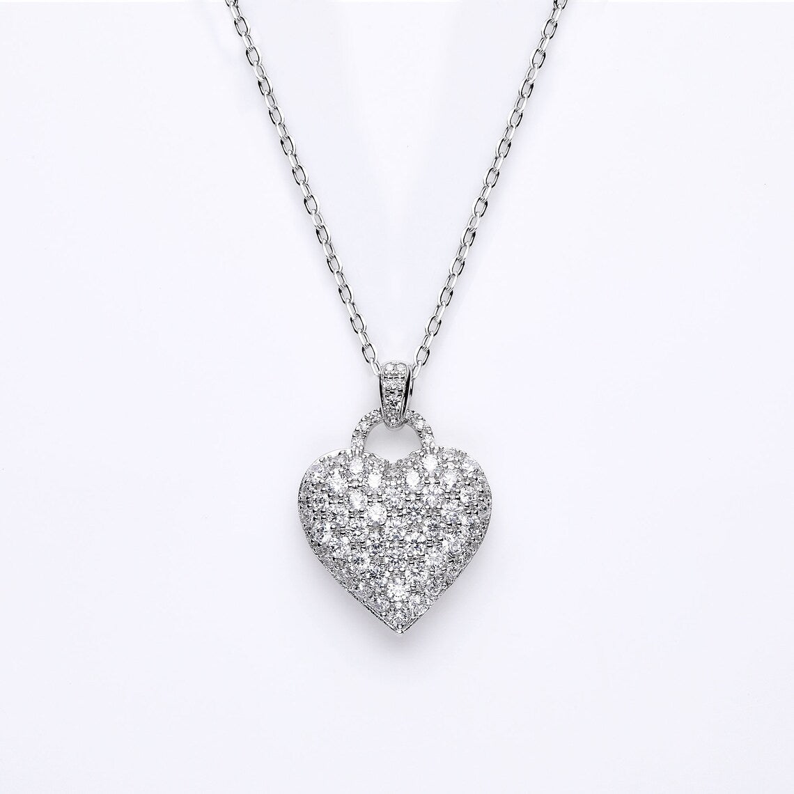 1.20 TCW Round Moissanite Diamond Heart Pendant Necklace