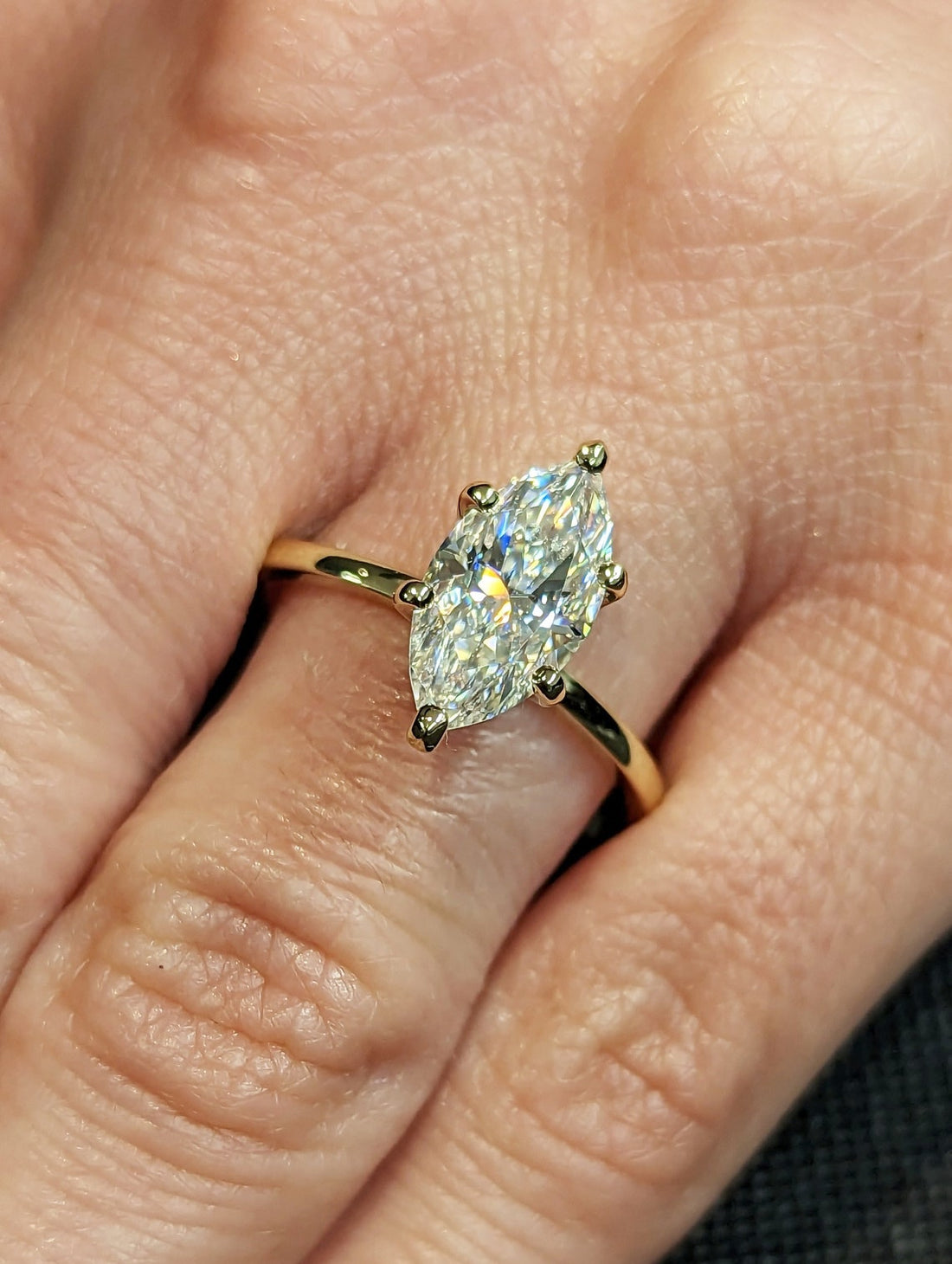 1.0 - 3.0 CT Marquise CVD Diamond Solitaire Engagement Ring