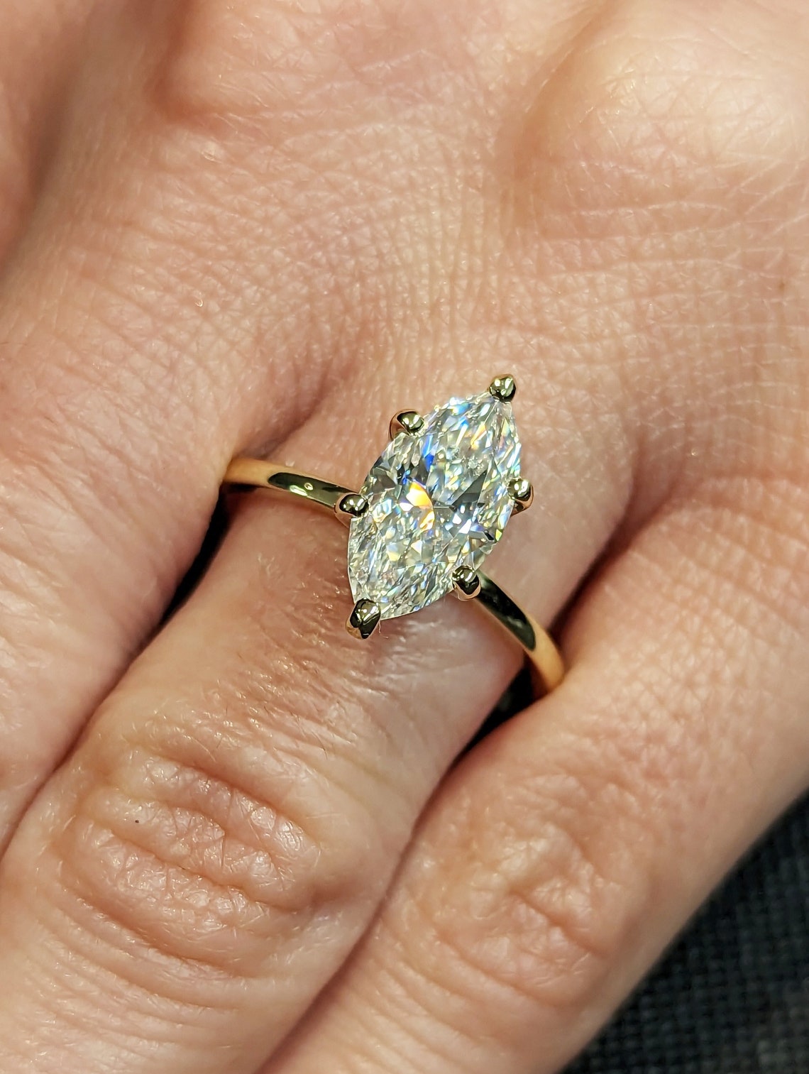 1.0 - 3.0 CT Marquise CVD Diamond Solitaire Engagement Ring