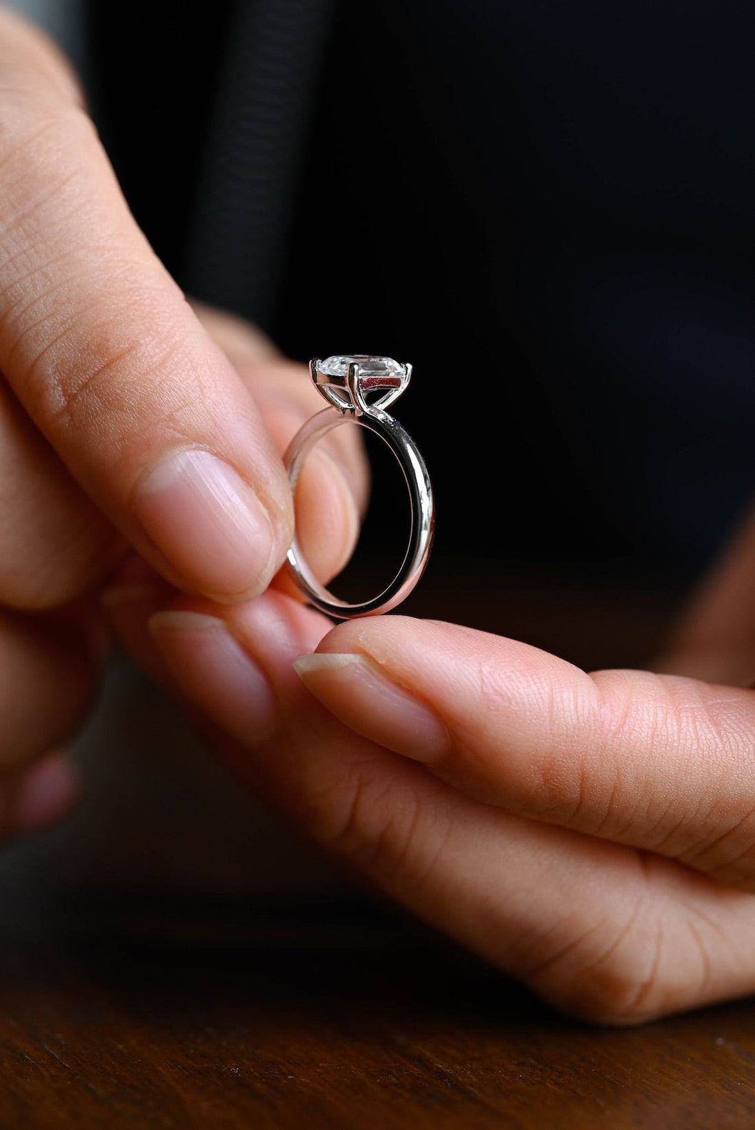 1.0-3.0 CT Emerald CVD Diamond Solitaire Engagement Ring