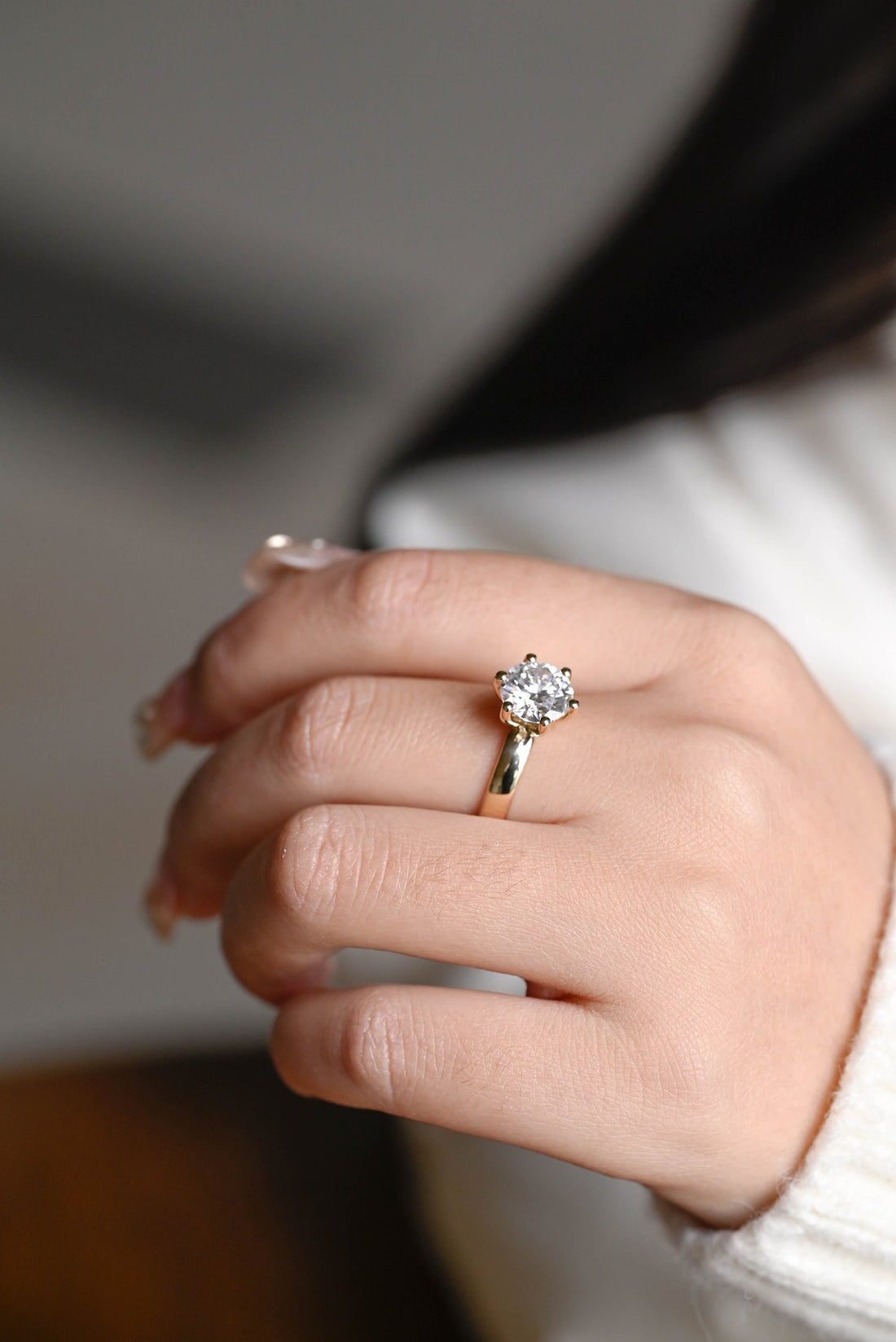 1.0 - 3.0 CT Round  CVD Diamond  Solitaire Engagement Ring