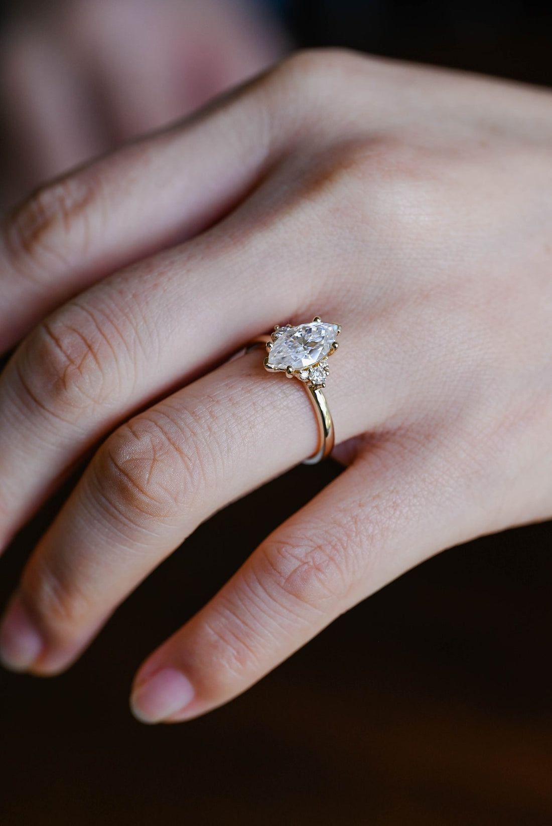 1.0-3.0 CT Marquise CVD Diamond Cluster Engagement Ring