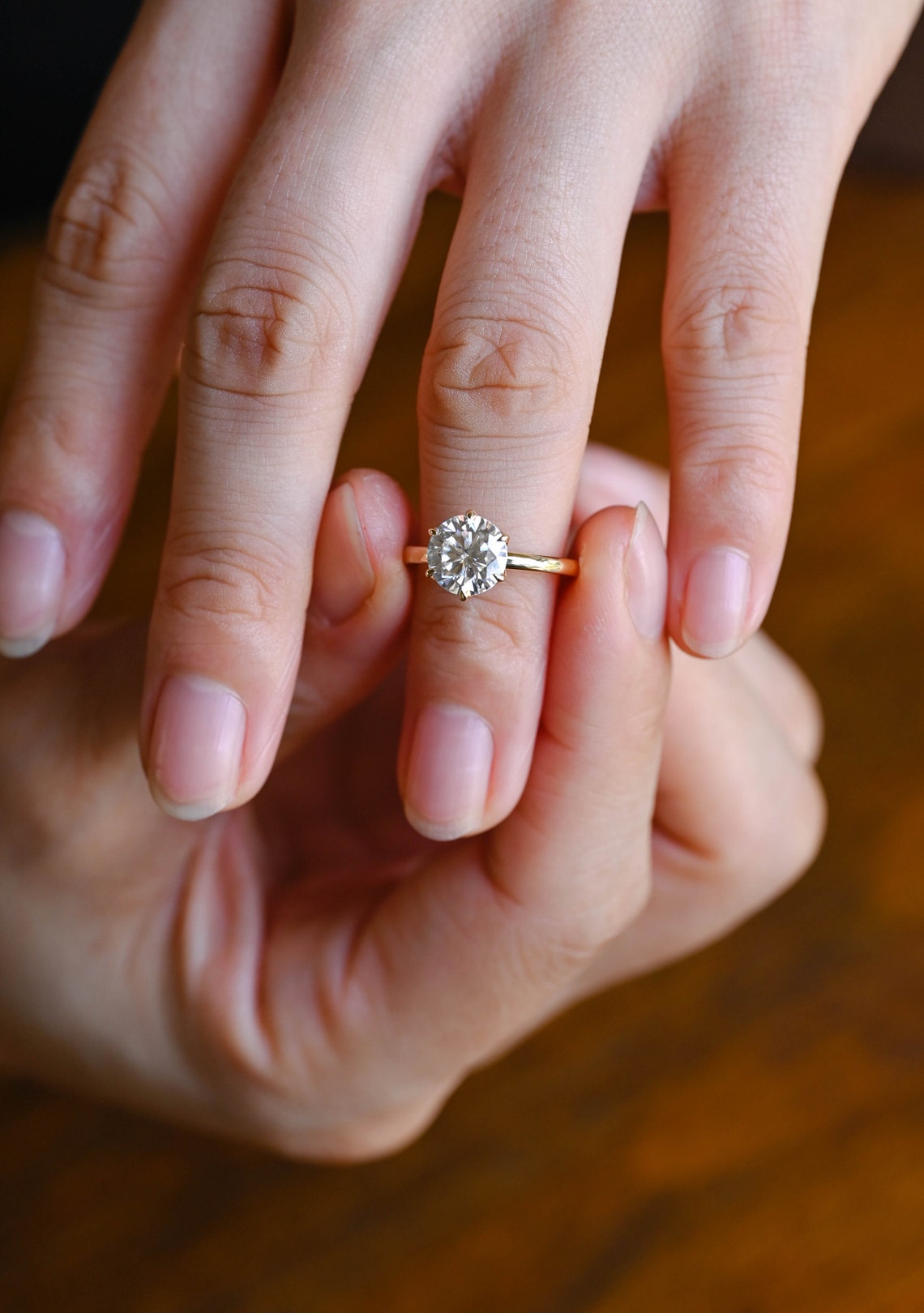 1.0-3.0 CT Round Cut  CVD Diamond Solitaire Engagement Ring