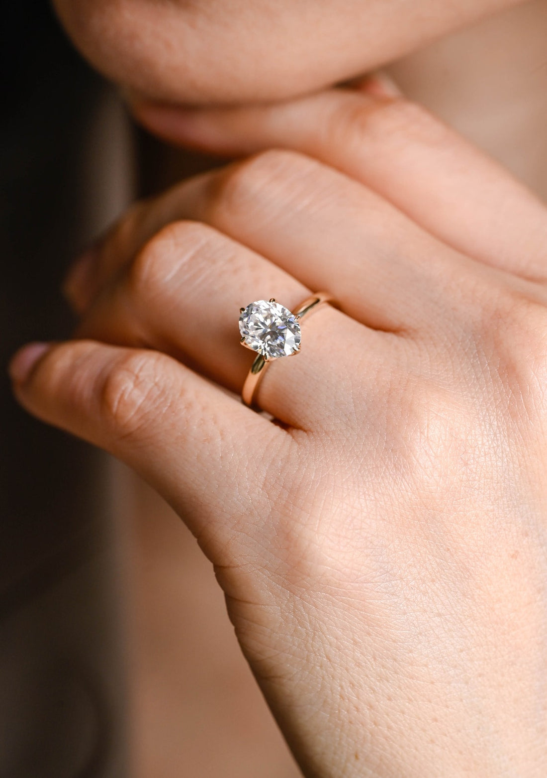 1.0-3.0 CT Oval Cut CVD Diamond Solitaire Engagement Ring