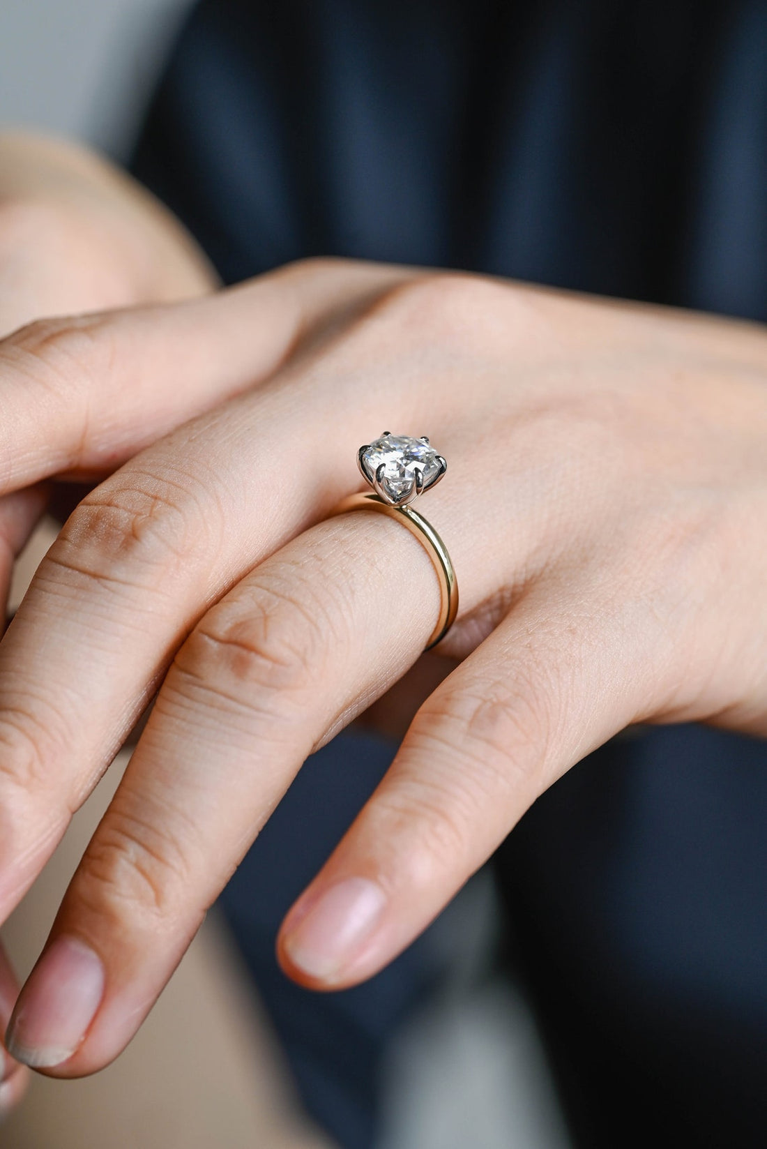 1.0 - 3.0 CT Round CVD Diamond Solitaire Engagement Ring