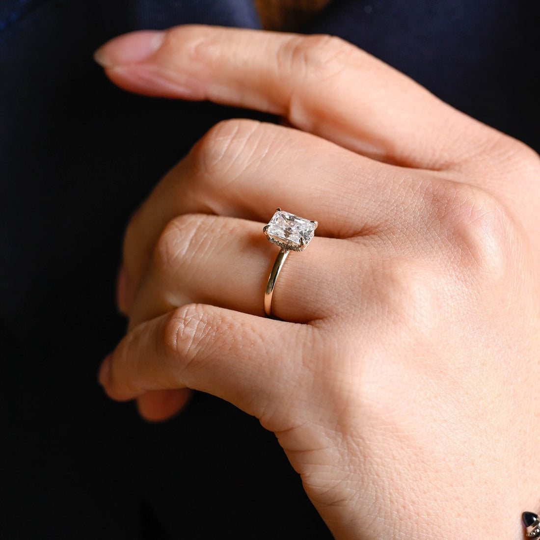 1.0-3.0 CT Radiant Cut CVD diamond Solitaire Engagement Ring