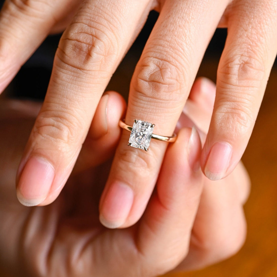 1.0-3.0 CT Radiant Cut  CVD Diamond Solitaire Engagement Ring