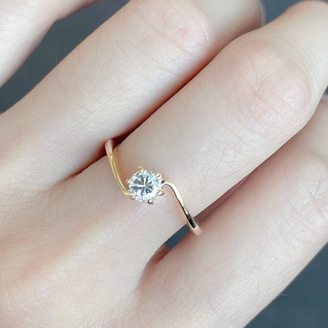 0.20 CT Round Moissanite Solitaire Minimalist Ring