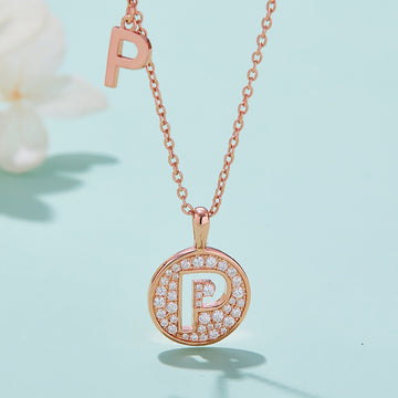 Customized "P" Letter Moissanite Diamond Necklace