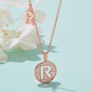 Customized "R" Letter Moissanite Diamond Necklace