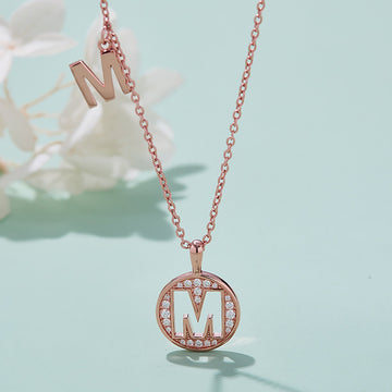 Customized "M" Letter Moissanite Diamond Necklace