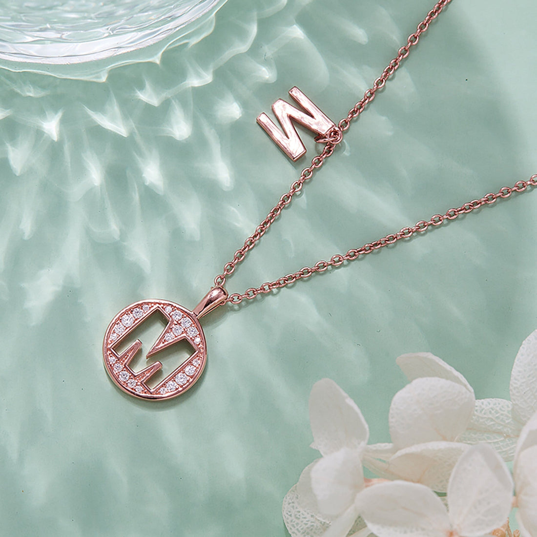 Customized "M" Letter Moissanite Diamond Necklace