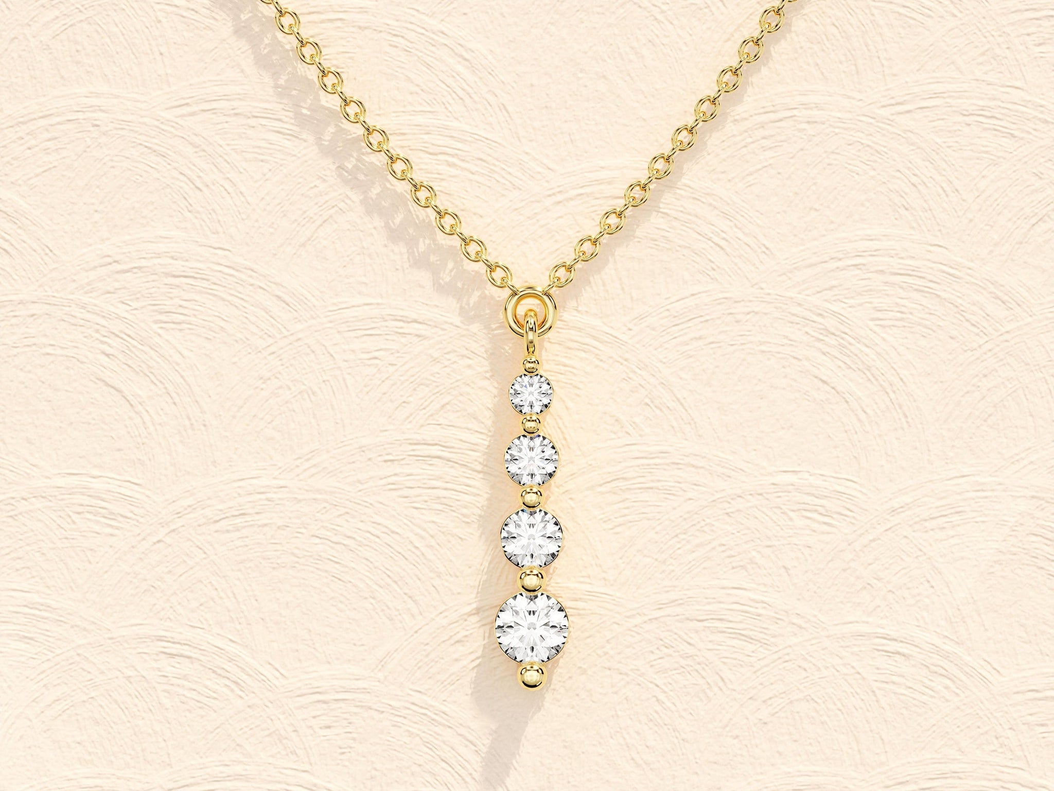 0.11 TCW Round Moissanite Diamond Drop Pendant Necklace