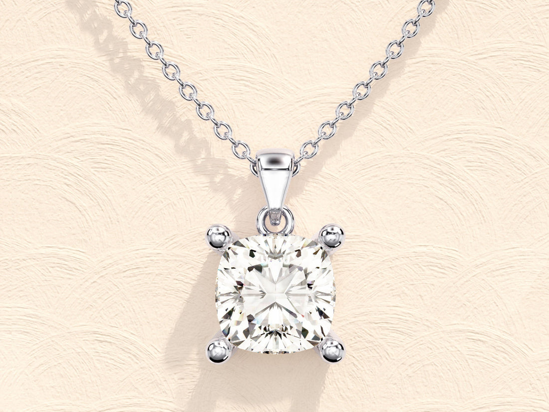 1.0 CT Cushion Moissanite Diamond Solitaire Necklace