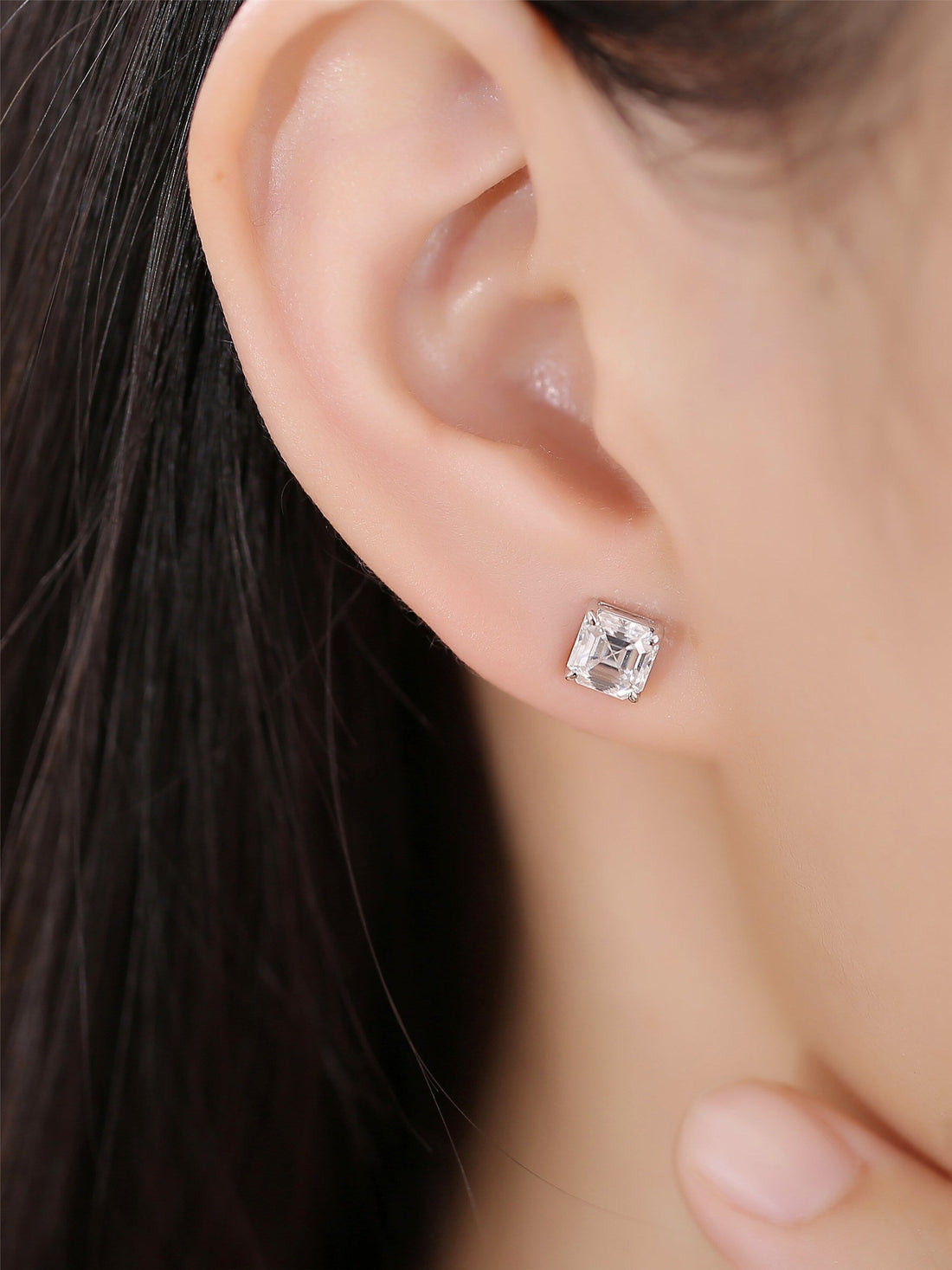 2.0 TCW Asscher Moissanite Diamond Solitaire Stud Earrings