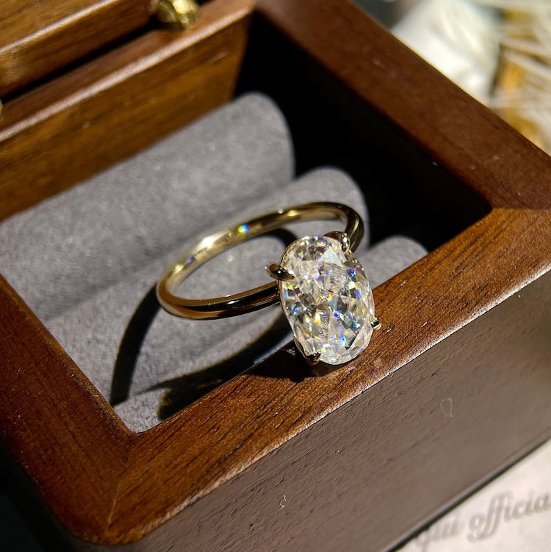 2.50 - 4.50 CT Oval CVD Diamond Solitaire Engagement Ring