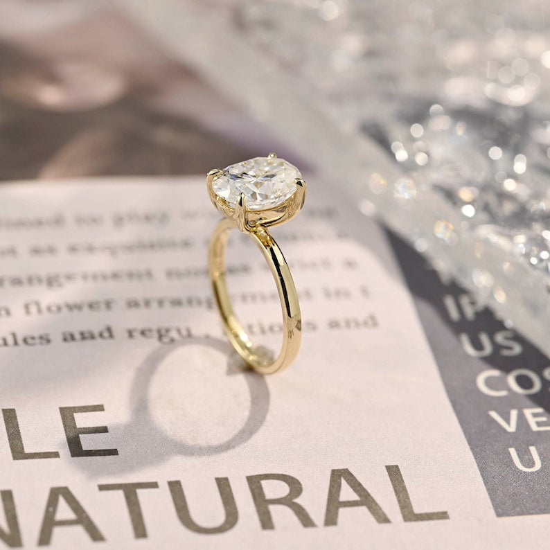 1.0-3.0 CT Oval  CVD Diamond Solitaire Engagement Ring