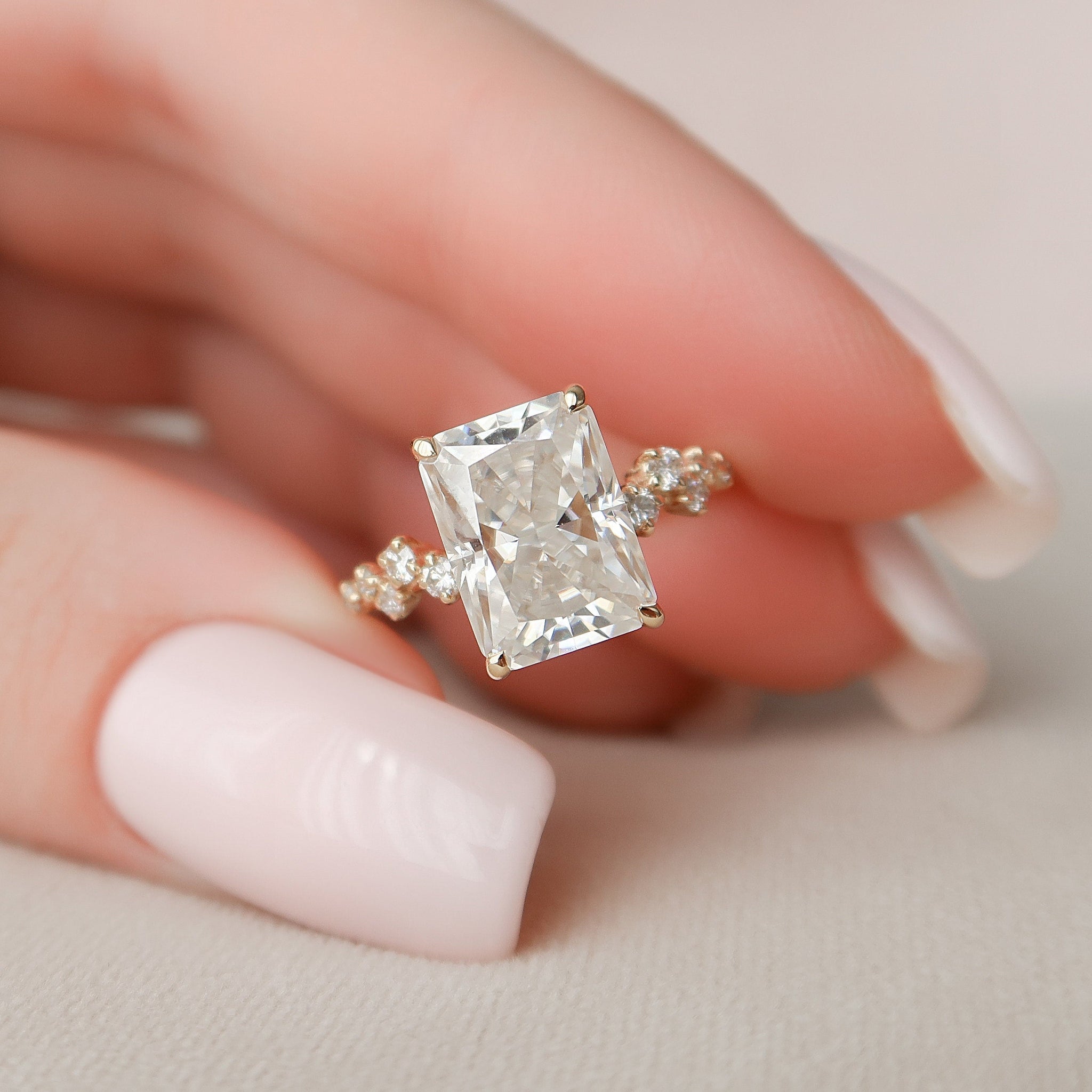 3.50CT Radiant Cut Moissanite Hidden Halo Engagement Ring