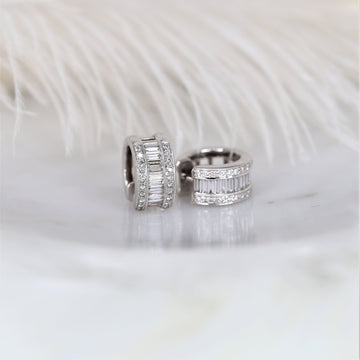 Diamond Baguette Hoop Huggies Earrings