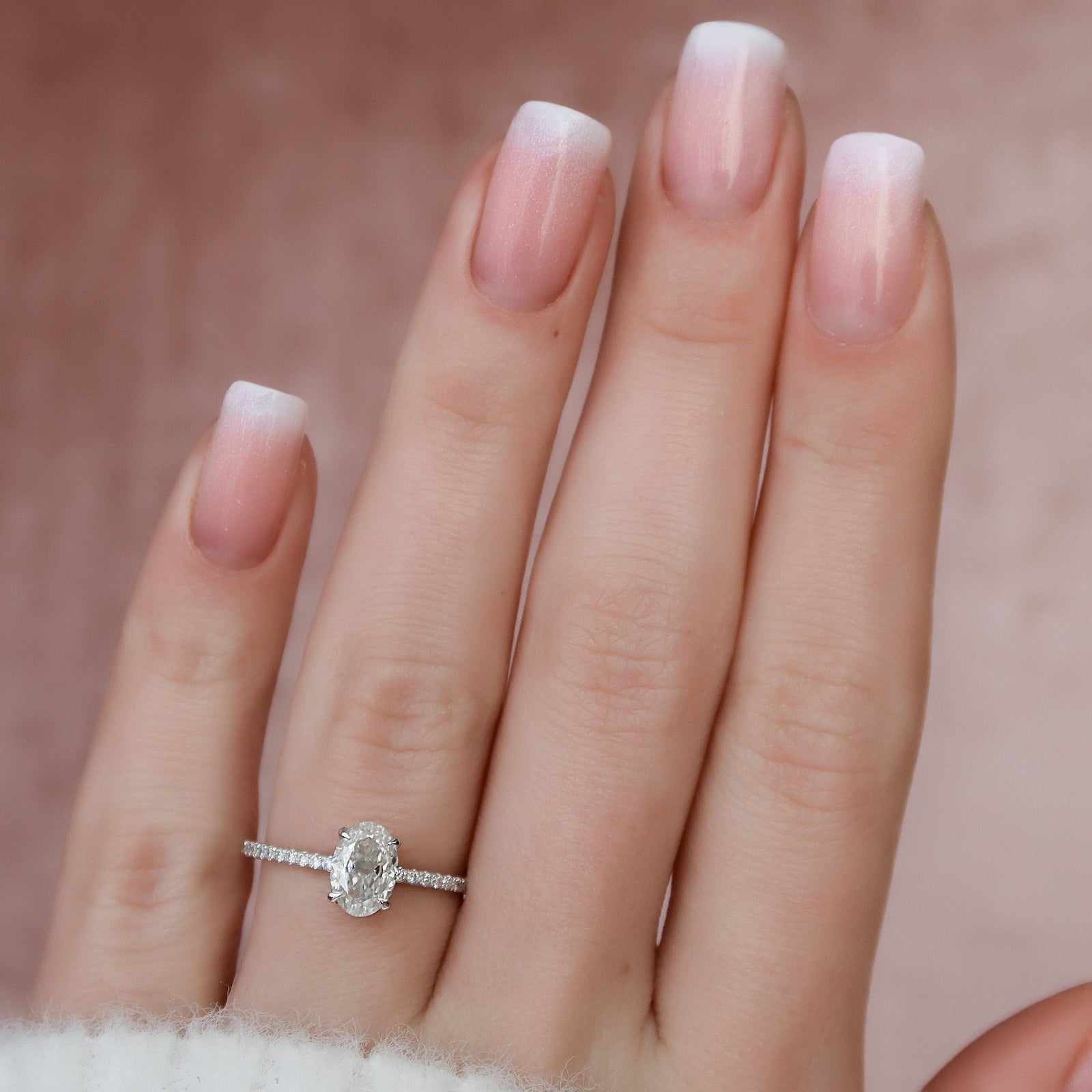 1.25 CT Oval Cut Moissanite Hidden Halo Style Engagement Ring