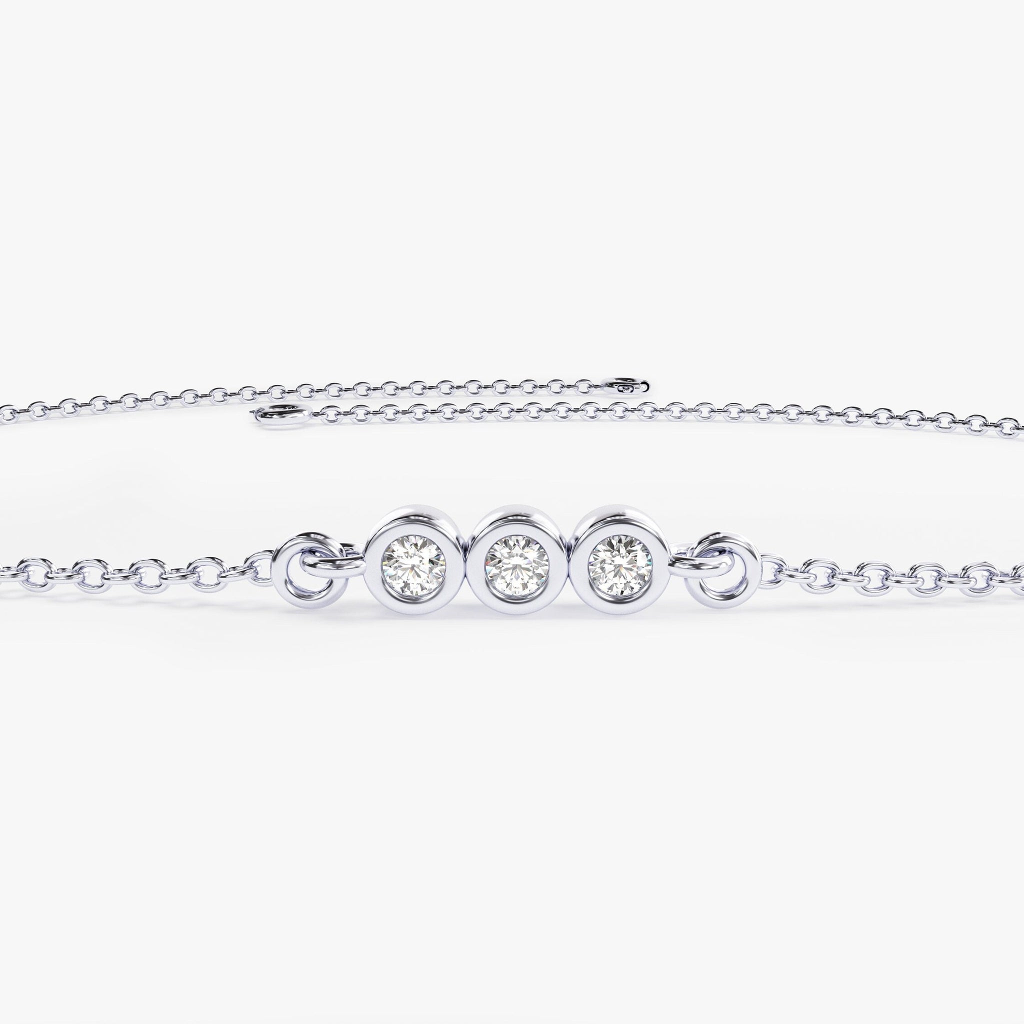 0.1Ct Bezel Set Round Cut Trio Diamond Bracelet for Her