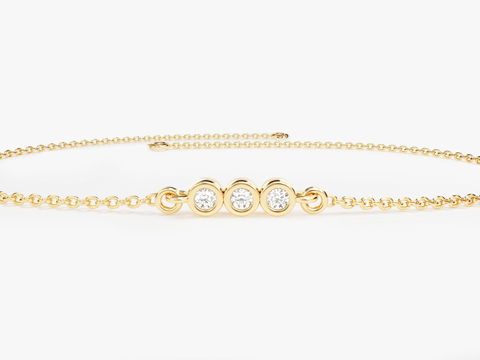 0.1Ct Bezel Set Round Cut Trio Diamond Bracelet for Her