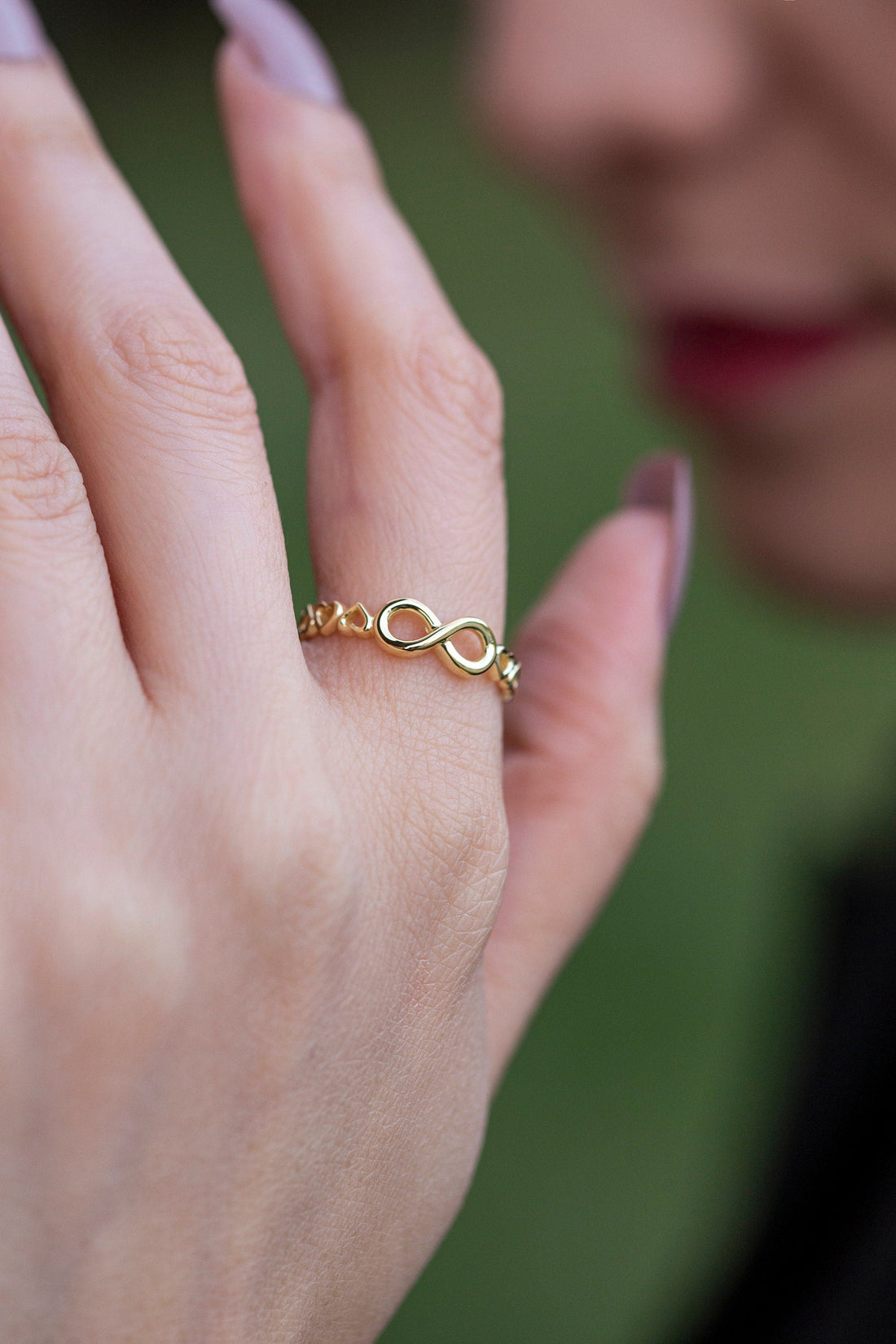 14K Solid Gold Heart and Infinity Ring Gift For Her