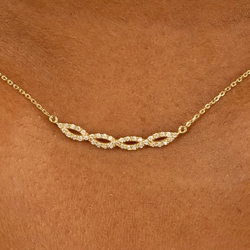 Swirl Diamond 14k Solid Gold Infinity Necklace for Her