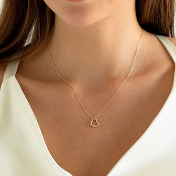 Heart Shape Diamond Moissanite Necklace in 14K Yellow Gold