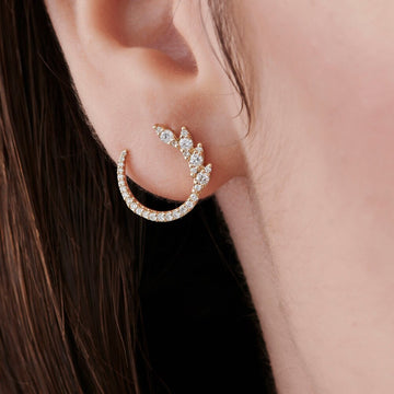 Round Cut Diamond Cluster Stud Earrings for Mother