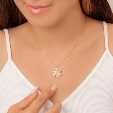 0.80 TCW Round & Baguette Cut Snowflake Moissanite Diamond Necklace