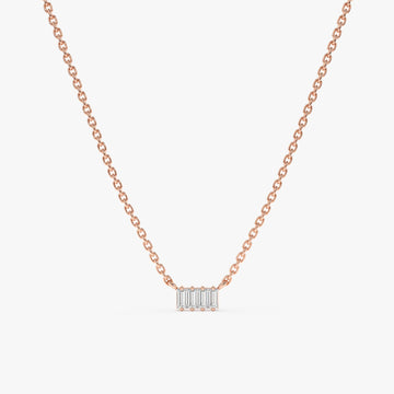 Baguette Cut Four Stone Diamond Necklace for Women