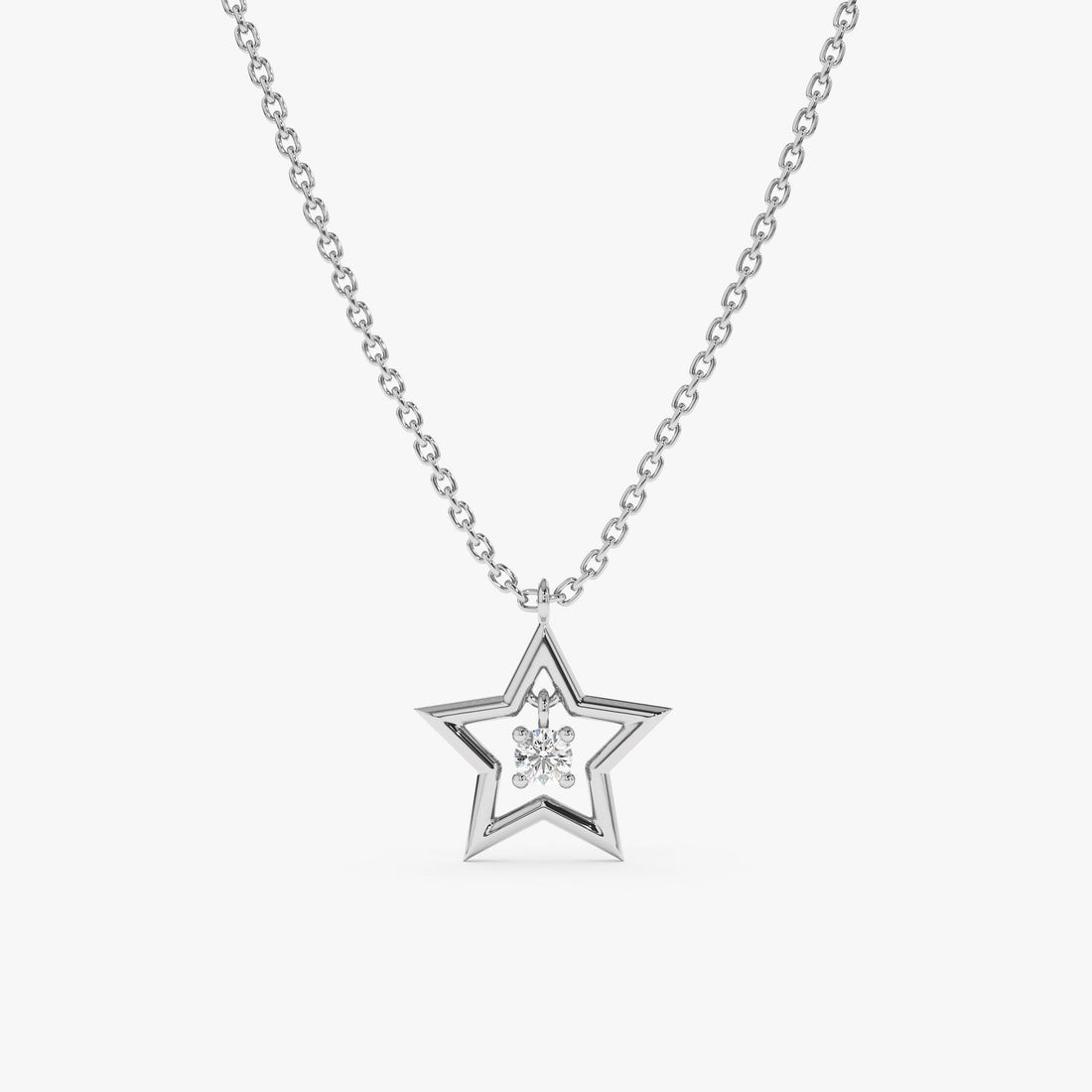 0.05 TCW Round Cut Small Star Charm Moissanite Diamond Necklace