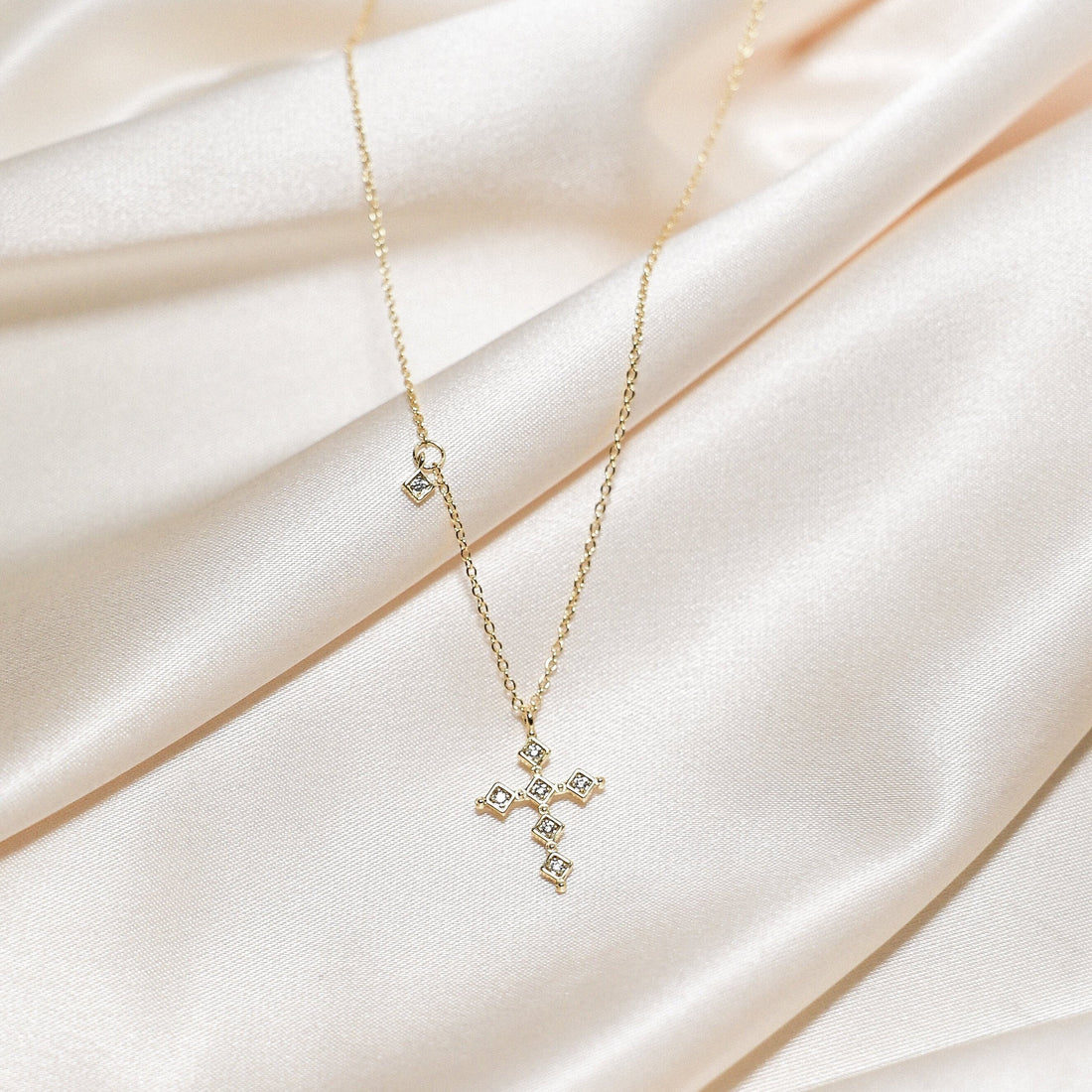 Cross Round Cut Diamond Necklace Gift for Women