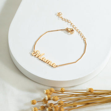 Custom Name 'Mama' Gold Bracelet for Mother's Day