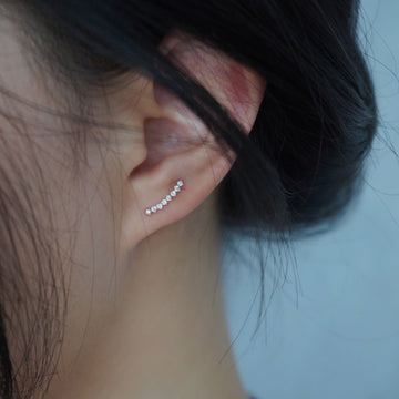 Round Cut Diamond Ear Climber Earrings for Daily Wear