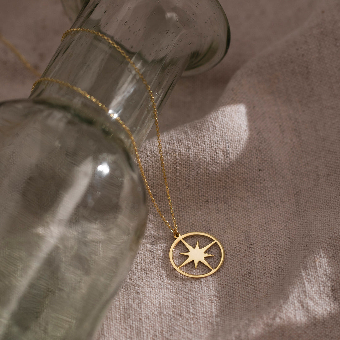 North Star Pendant Necklace for Women in 14K Gold