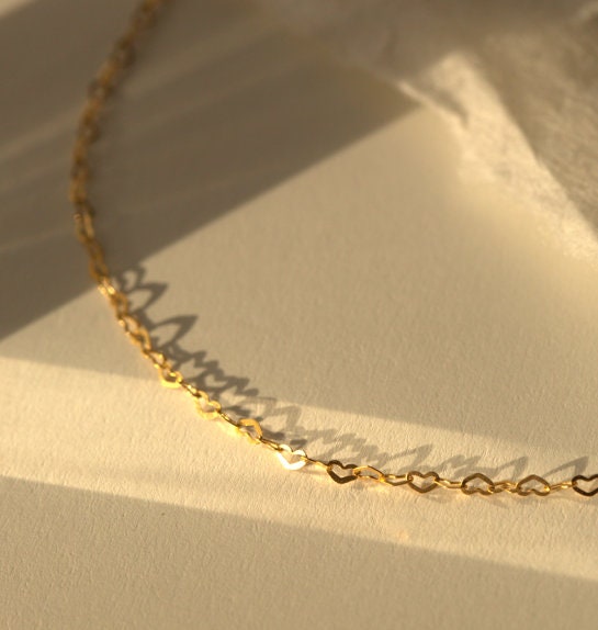 Dainty Heart Link Choker Necklace for Valentine's Day Jewelry
