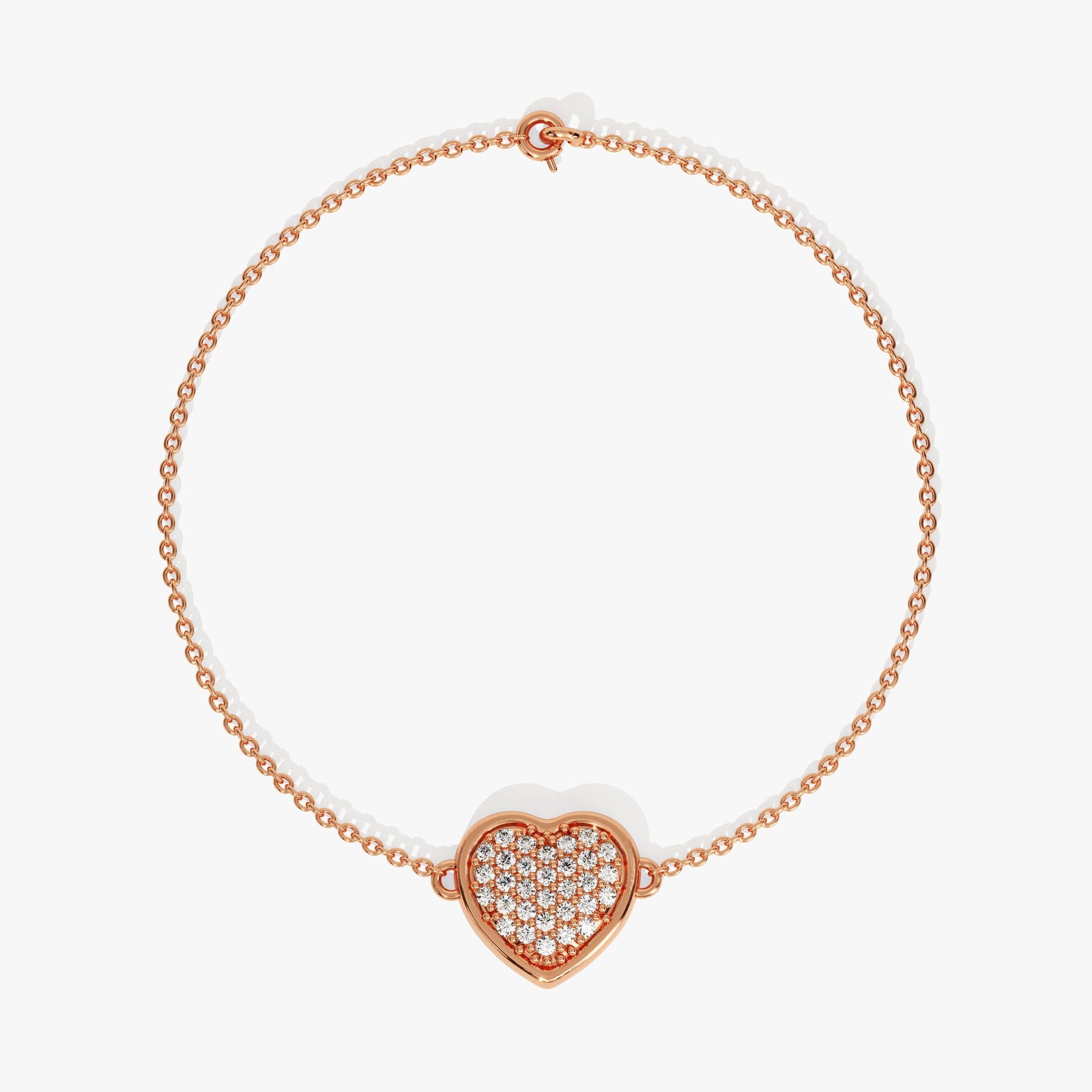 Pave Set Diamond Heart Bracelet in 14k Gold for Valentine Gift