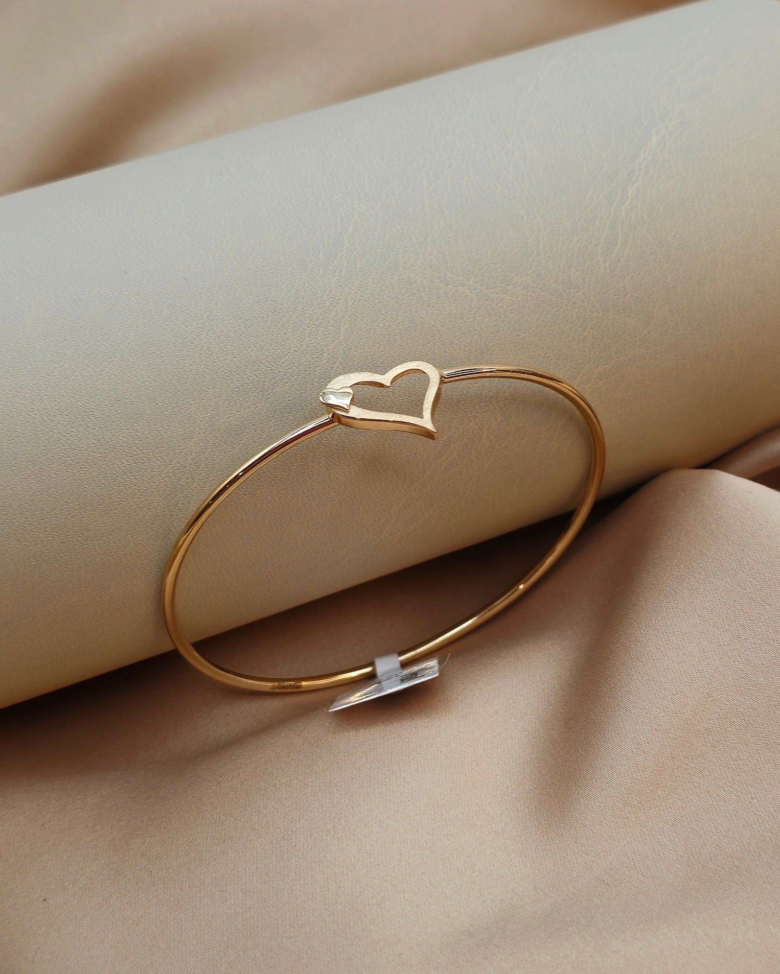 14K Solid Gold Cuff Bangle Bracelet for Birthday Gift for Her