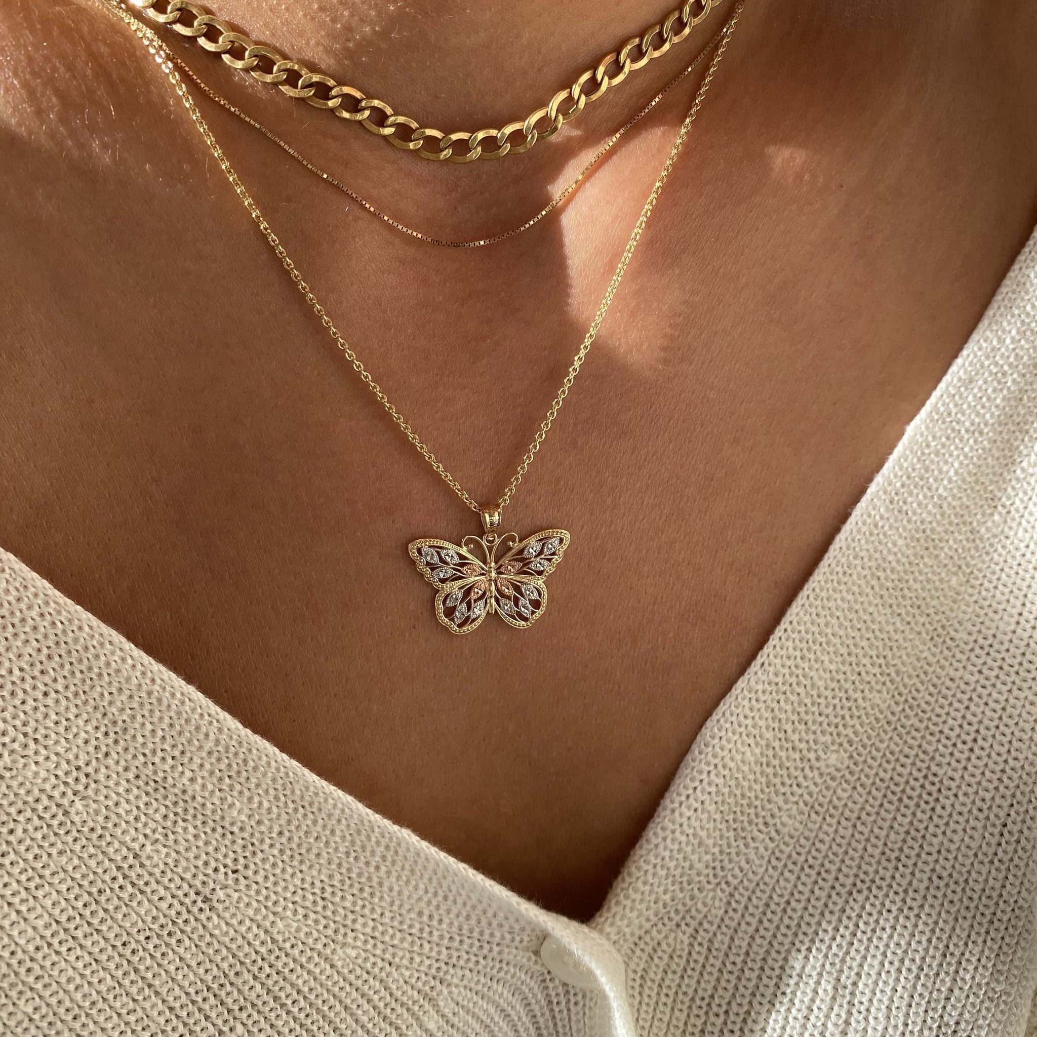 Gold Butterfly Necklace for Women