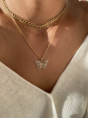 Gold Butterfly Necklace for Women