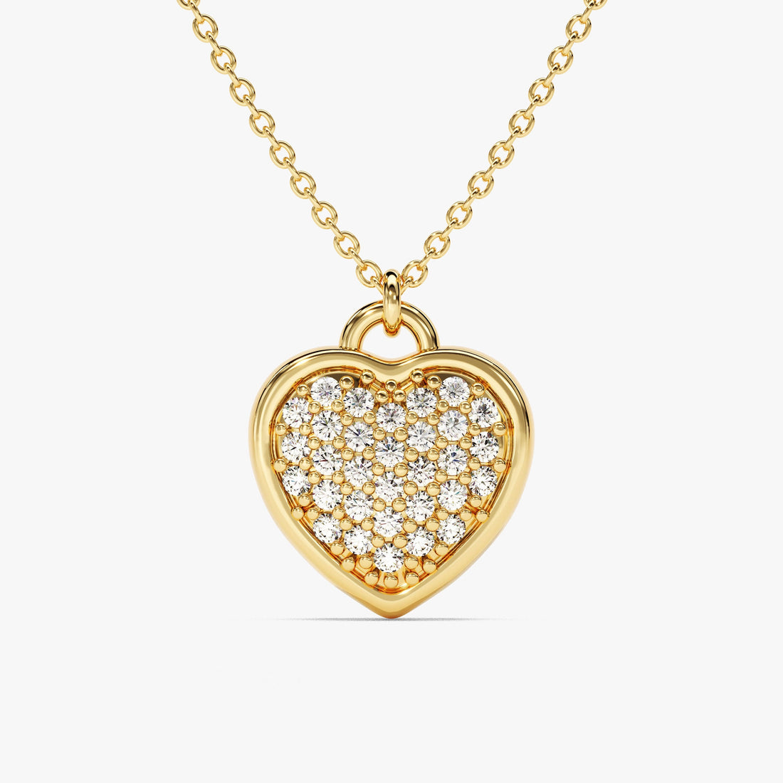 Round Diamond Heart Necklace in 14K Solid Gold Valentine's Day Gift