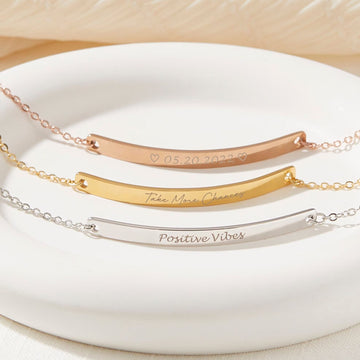 Personalized Engraved Gold Bracelet for Mother's Day Gift