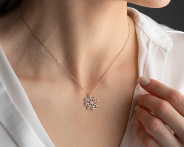 0.45 TCW Round Cut Snowflake Moissanite Diamond Necklace